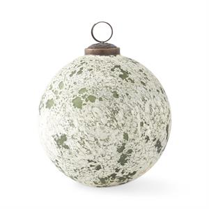 5 Inch Dark Green & White Speckle Glass Ornament