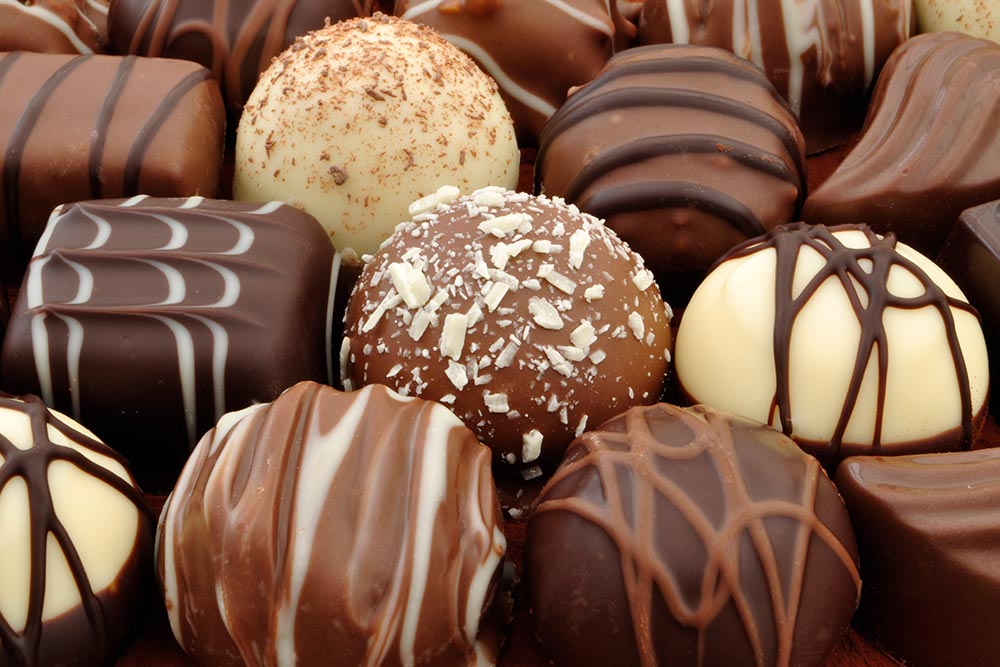Chocolate truffles close up.