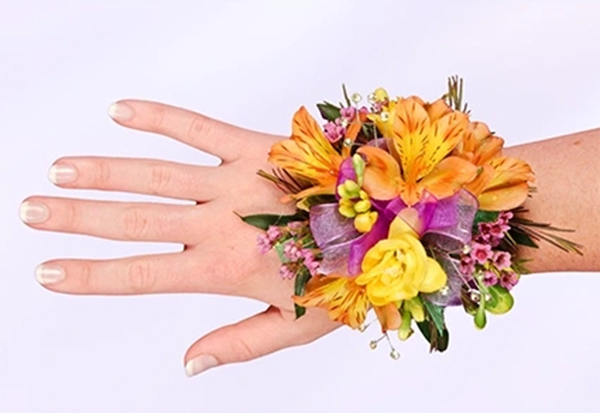 Wrist corsage.
